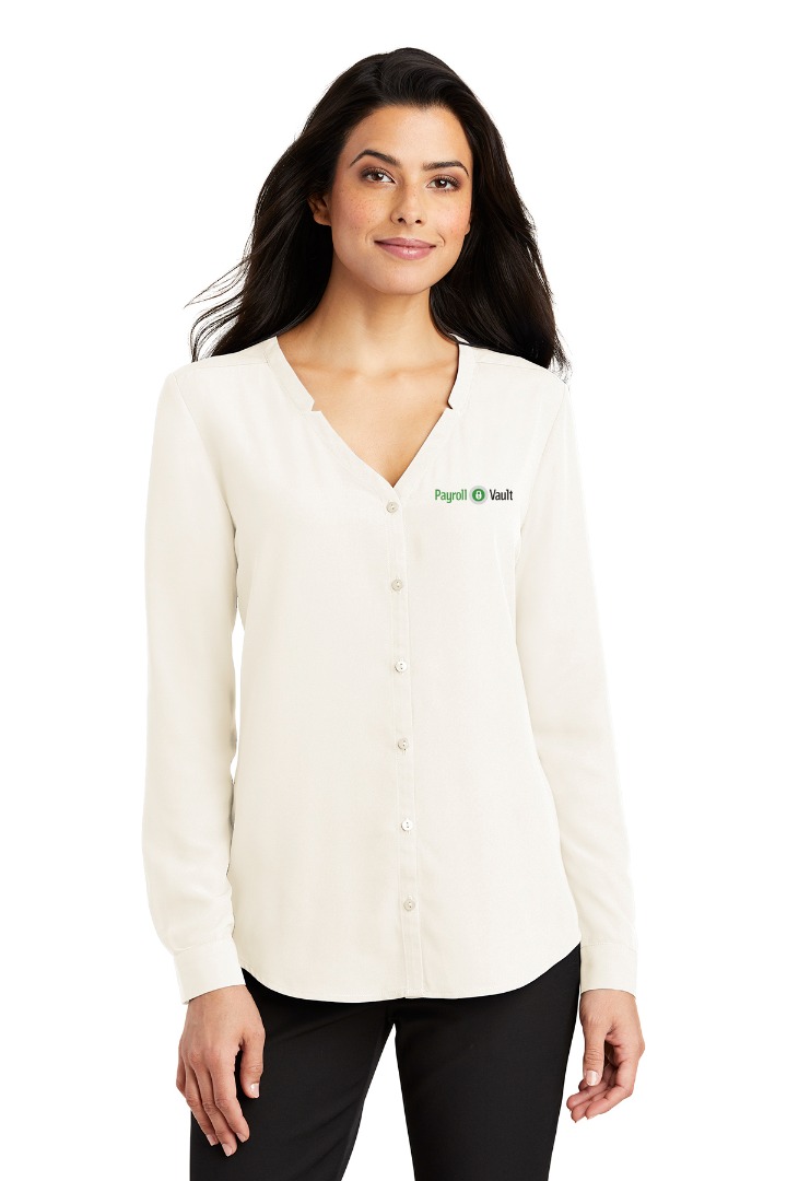 Port Authority Ladies Long Sleeve Button-Front Blouse. – Payroll Vault  Company Store